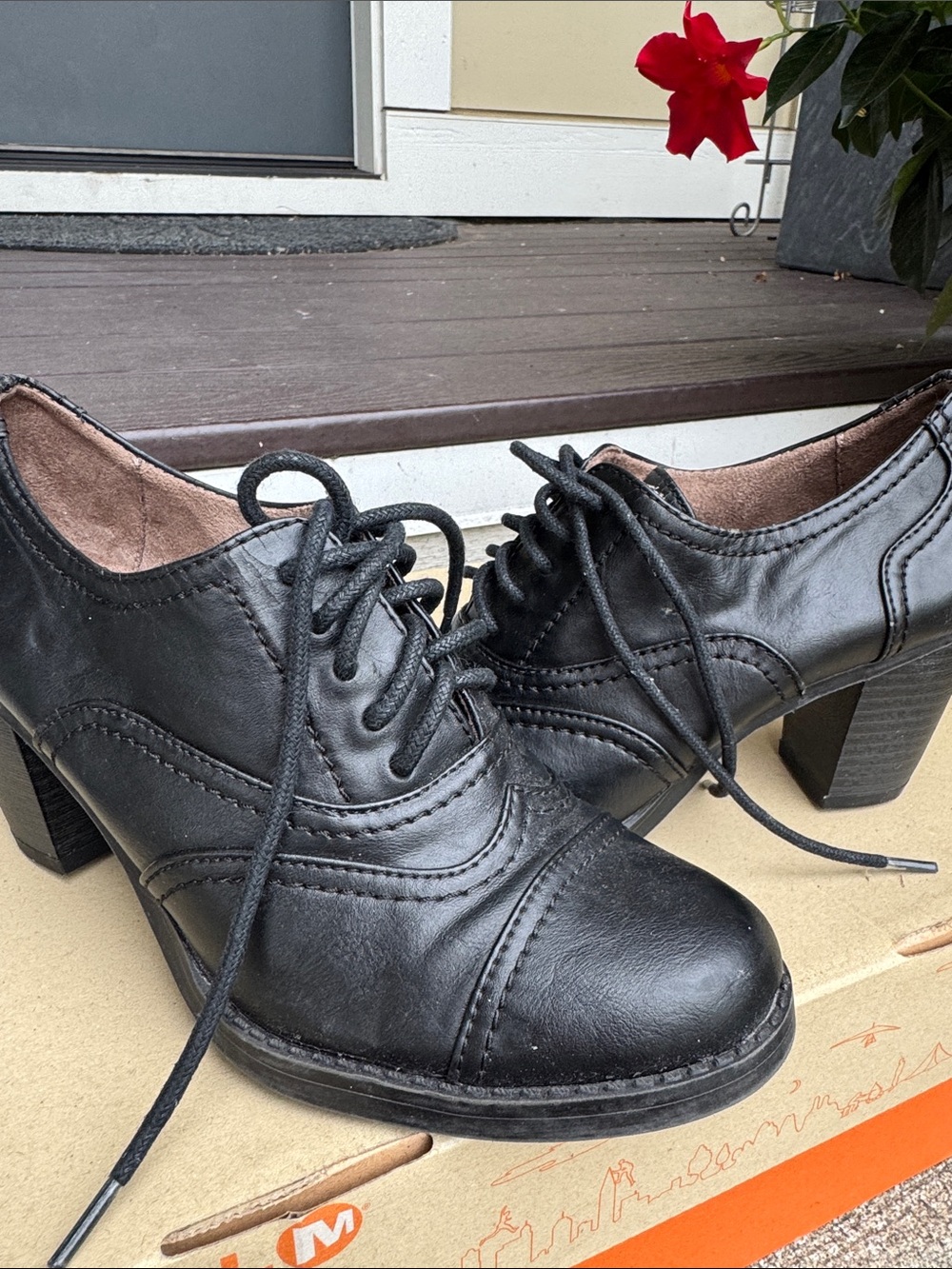 Classic Black Lace-Up Heeled Boots